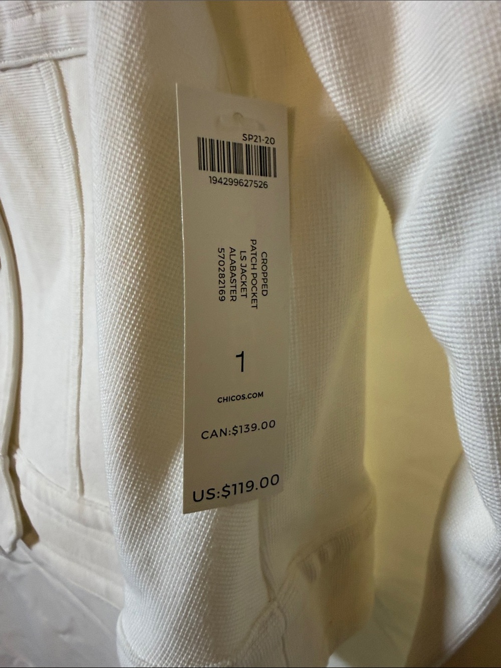 Chico's Cream Button-Front Jean Jacket - Picture 2 of 6